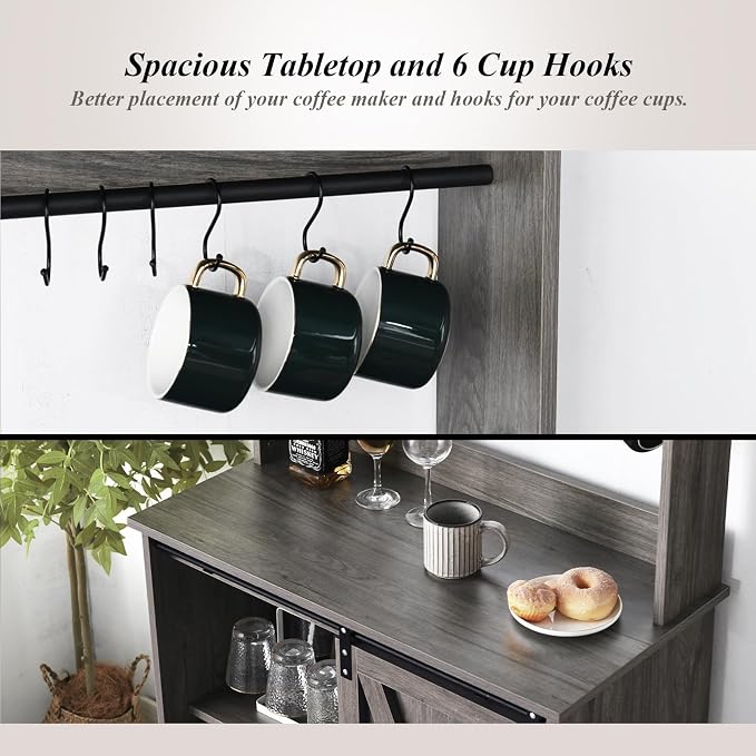 4ever2buy Farmhouse Coffee Bar Cabinet - Image 3