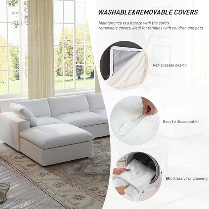 Cloud Modular Sectional Sofa Couch, Oversized U Shaped Couch 6 Seater - Image 4