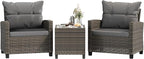 Shintenchi 3 Pieces Patio Furniture Set 3 Pieces PE Rattan Wicker Chairs by Shintenchi%7CFurnitureMadeforRealLife