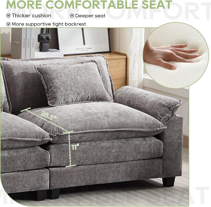 Oprisen 154" Modular Sectional Sofa, Comfy Cloud Couch Sectional Sofa - Image 4