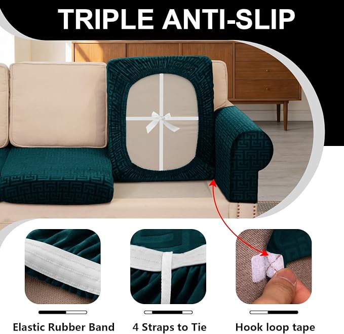 UNBBRRL 10 Pieces Stretch Sofa Cushion Covers - Image 3
