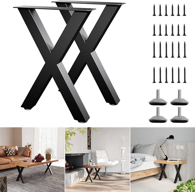 Bench Legs 16 Inch, X-Shaped Metal Coffee Table Legs, Table Legs Set of 2 by ITeeLas