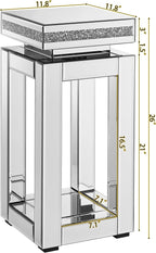 Mirrored End Table Square with Crystals, 2-Tier Modern Small Sofa Table with - Image 2