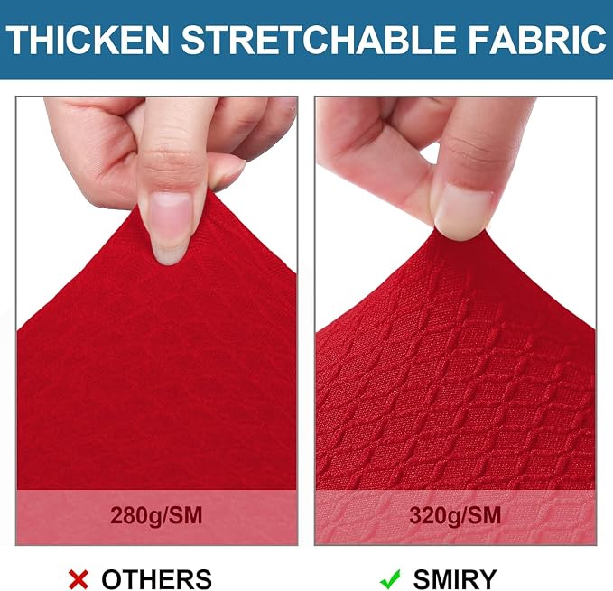 Smiry Waterproof Seat Covers for Dining Room Chairs Set of 8, Stretch Jacquard - Image 4