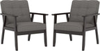 Modern Accent Chair with Arm Rest Set of 2, Upholstered Linen Fabric Leisure by Unknown
