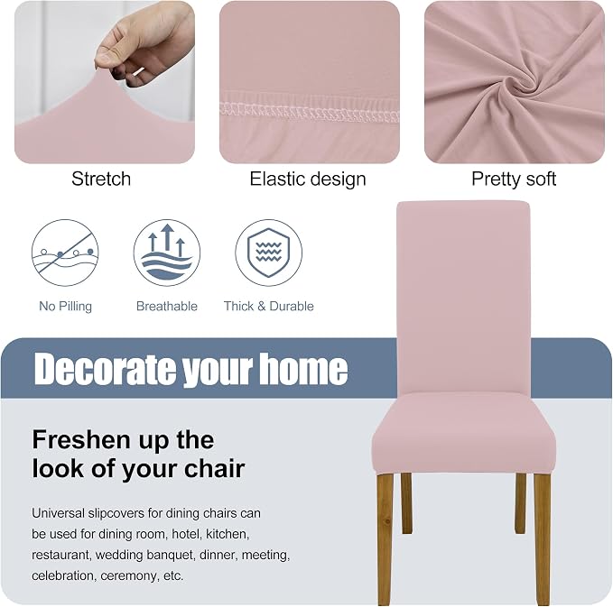 BIETYONE Stretch Dining Chair Covers Set of 4, Soft Removable Washable Kitchen - Image 3