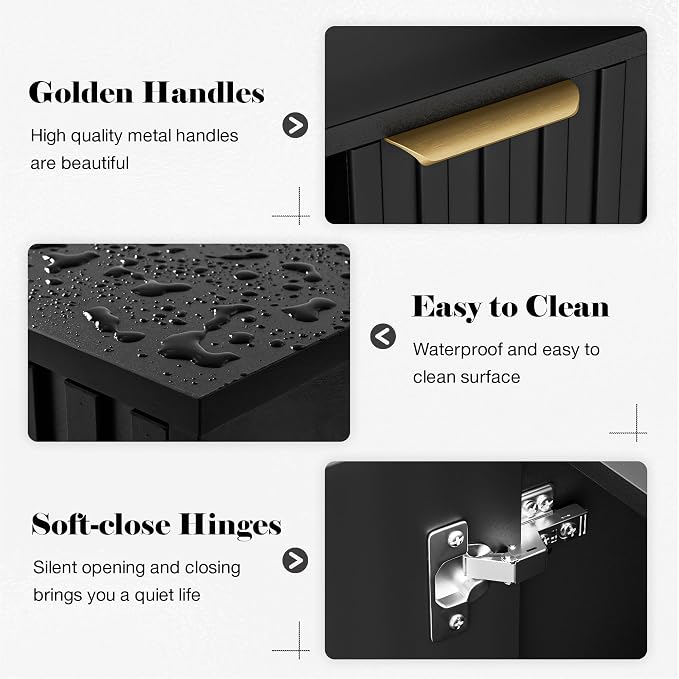 Fluted Buffet Cabinet Sideboard, Storage Cabinet, Modern Accent Cabinet Console - Image 6