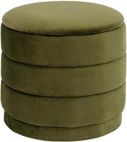15" Upholstered Round Velvet Ottoman - Image 3