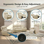 Power Recliner Sofa Set with LED Lights, Includes 2 Manual Recliner 1 Seat and - Image 2