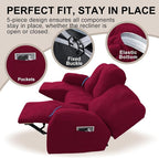 5-Piece Recliner Sofa Covers, Stretch Geometric Strokes Jacquard Recliner Sofa - Image 4