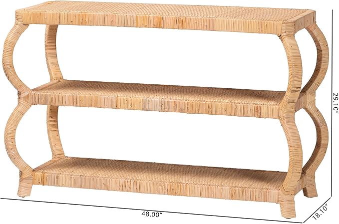Bali & pari Dalida Bohemian Natural Rattan 3-Tier Console Table - Image 3