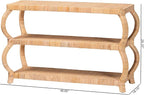 Bali & pari Dalida Bohemian Natural Rattan 3-Tier Console Table - Image 3
