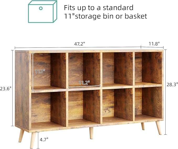 8-Cube Bookshelf 2 Tier Retro Bookcase - Image 3