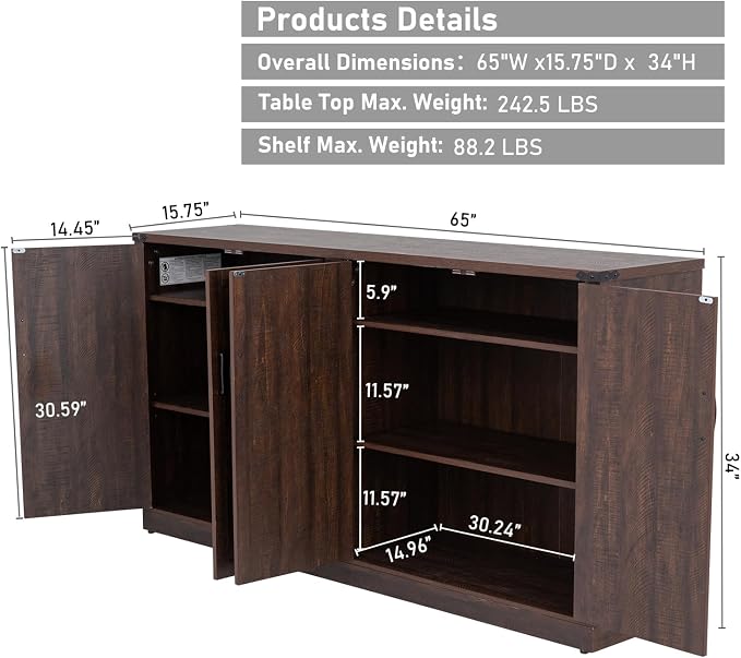 Sideboard Buffet Cabinet with Storage - Image 2