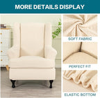 KRFOONN Stretch Wing Chair Slipcovers Jacquard 2 Piece Wingback Chair Covers - Image 3