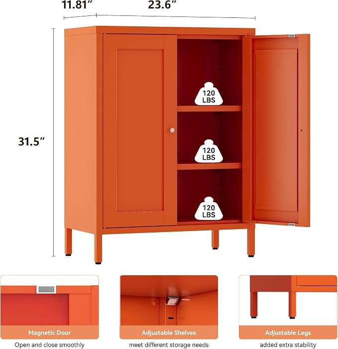 YAUWOH Metal Bathroom Storage Cabinet, Bathroom Floor Storage Cabinet - Image 3