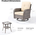 ovios 3-Piece Patio Furniture Set, Outdoor Wicker Sofa - Image 8