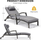 HOMREST Chaise Lounge Chairs Set of 2, PE Rattan Wicker Patio Lounge Chair - Image 2