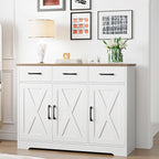 HOSTACK Modern Farmhouse Sideboard Buffet Cabinet, Barn Doors Buffet Storage - Image 6