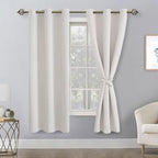 Blackout Curtains for Bedroom, 42 x 63 Inches Length Ivory 2 Panels | Thermal - Image 8