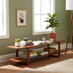 Welnow Low Bamboo TV Stand for Up to 65 Inch, Small Mid Century Modern - Image 7
