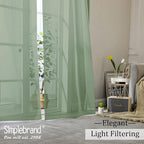 Simplebrand Sage Green Sheer Curtains, 2 Panels Set - Image 7