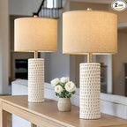 PORTRES 24" Farmhouse Ceramic Table Lamp Set of 2 by PORTRES