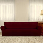 PureFit Stretch Couch Covers for Sofa 4 Seater Slipcovers Wine | 1-Piece Sofa - Image 2
