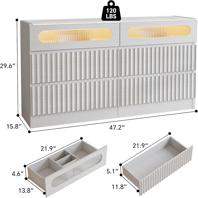 senlin Fluted 6 Drawer Dresser, - Image 2