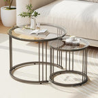 Garden 4 you Nesting Coffee Table, 23.6" Round Coffee Table Set of 2, Glass by Garden4you