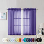 Chyhomenyc Purple Sheer Curtains 45 Inch Long 2 Panels, Light Filtering Rod by Chyhomenyc