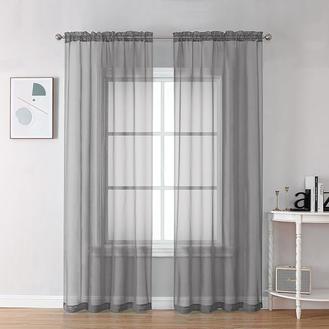 Grey Sheer Curtains by OVZME