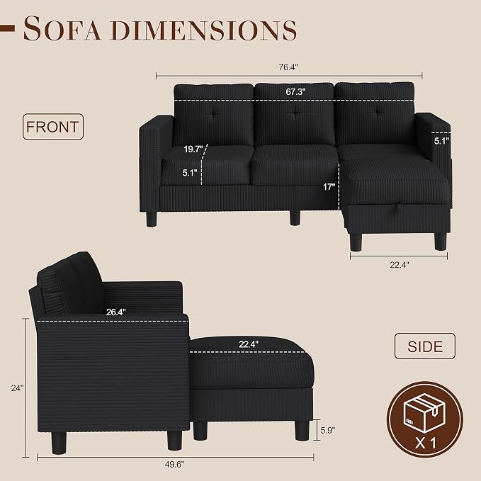 JAMFLY Convertible L-Shaped Sectional Sofa - Image 2