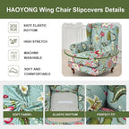 HAOYONG Wing Chair Slipcovers Stretch Wingback Chair Covers Printed 2 Pieces - Image 4