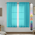 Turquoise Sheer Curtains 54 Inches Long 2 Panels by OVZME