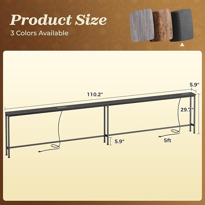 SUPERJARE 110.2 Inch Sofa Table - Image 2