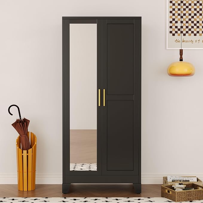 71" Metal Armoire Wardrobe Closet, Steel Clothing Storage Cabinet - Image 6