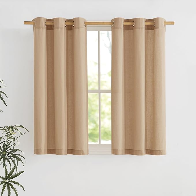 NICETOWN Camel Short Linen Curtains by NICETOWN