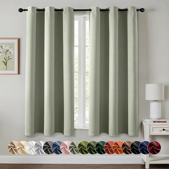 MIULEE Blackout Curtains for Bedroom 2 Panels 29 x 40 Inch Long Sage Green | by MIULEE