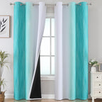 Teal and Grayish White Ombre Blackout Curtains by ESTELARTEXTILER