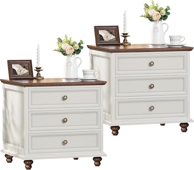 Joaxswe 24" Wide Farmhouse Night Stand Set of 2, Large End Table by Joaxswe