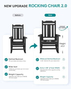 SERWALL Black Outdoor Rocking Chair Set of 2, All Weather Patio Rocking Chair - Image 4