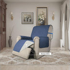 Easy-Going Reversible Couch Cover, Recliner 22 in, Dark Blue/Ivory | Machine - Image 2