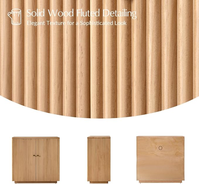HULALA HOME Solid Wood Sideboard Buffet Cabinet Set of 2 - Image 5