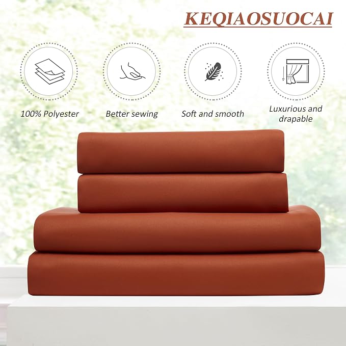 Burnt Orange Blackout Pleated Curtains Short 2 Panels Set 45 Inch Length - Image 5