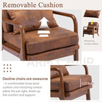 Mid Century Modern Accent Chair Set of 2 Living Room- Comfy Solid Wood Arm Chair - Image 3