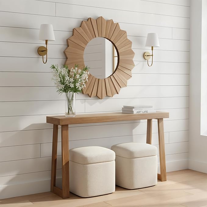 Plank+Beam Solid Wood Console Table, 56 Inch, Sofa Table, Narrow Entryway Table by PlankBeam