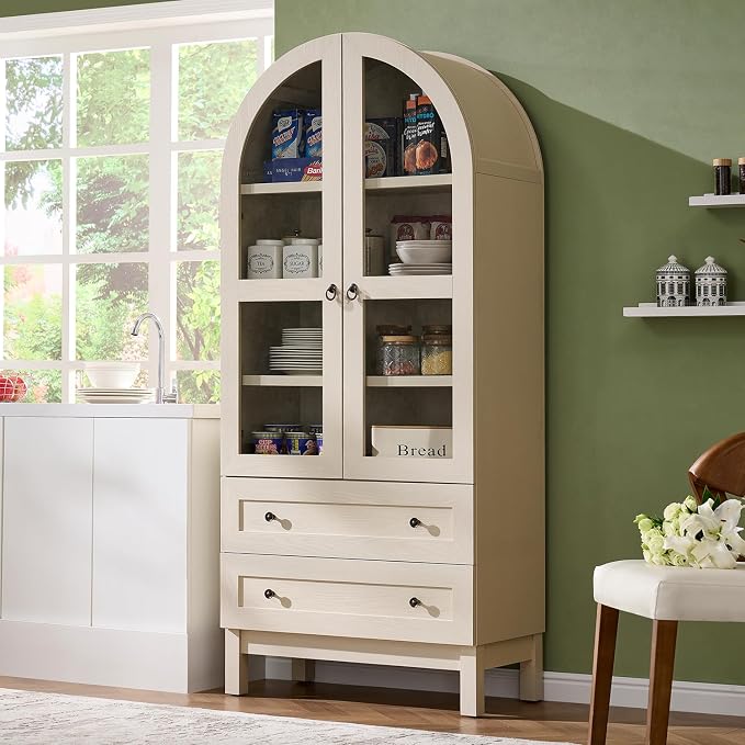IFGET 71" Tall Arched Kitchen Pantry Cabinet, Wood Kitchens Storage Cabinets by IFGETEnrichYourLivingSpace