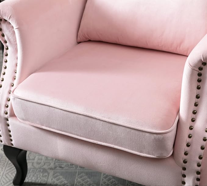 Mid Century Modern Accent Chair Upholstered Armchair Comfy Velvet Fabric Single - Image 6