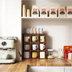 Helsin 9 Grid Vintage Coffee Mug Display Rack, 16inch Wall Mounted Wooden Curio - Image 2